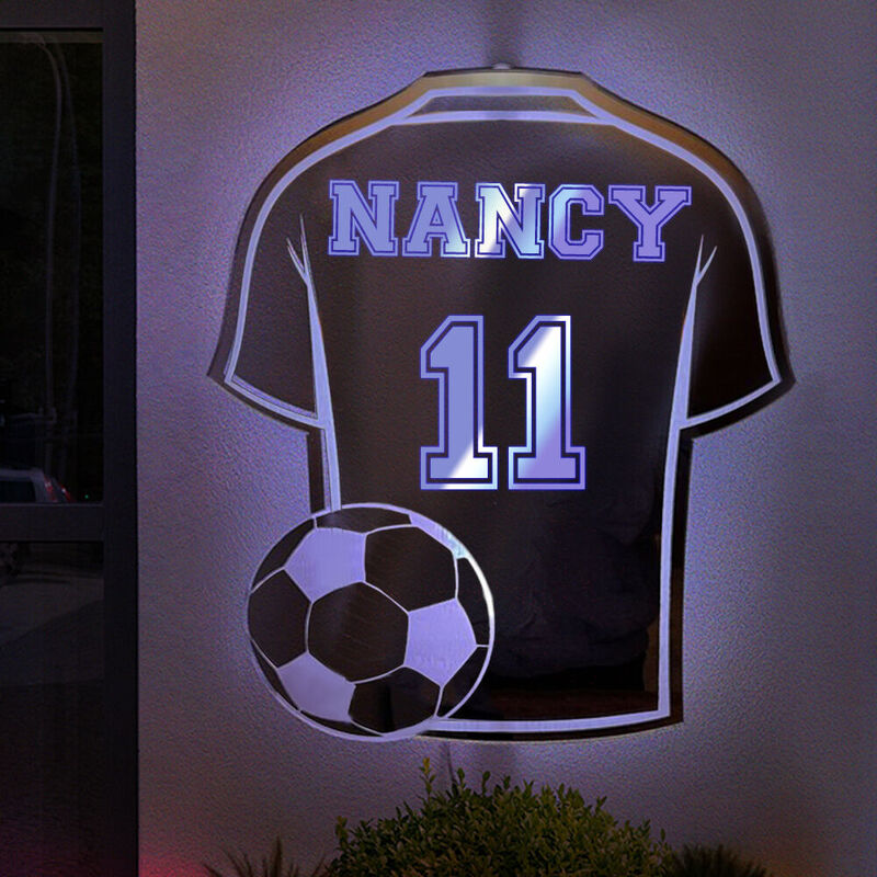 Veilleuse Miroir lumineux à led personnalisé en forme de maillot Cadeau cool pour les amateurs de sport 🌟
