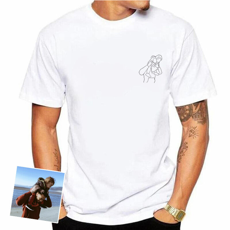 Sweat à capuche personnalisé imprimé pour père avec portrait en contour