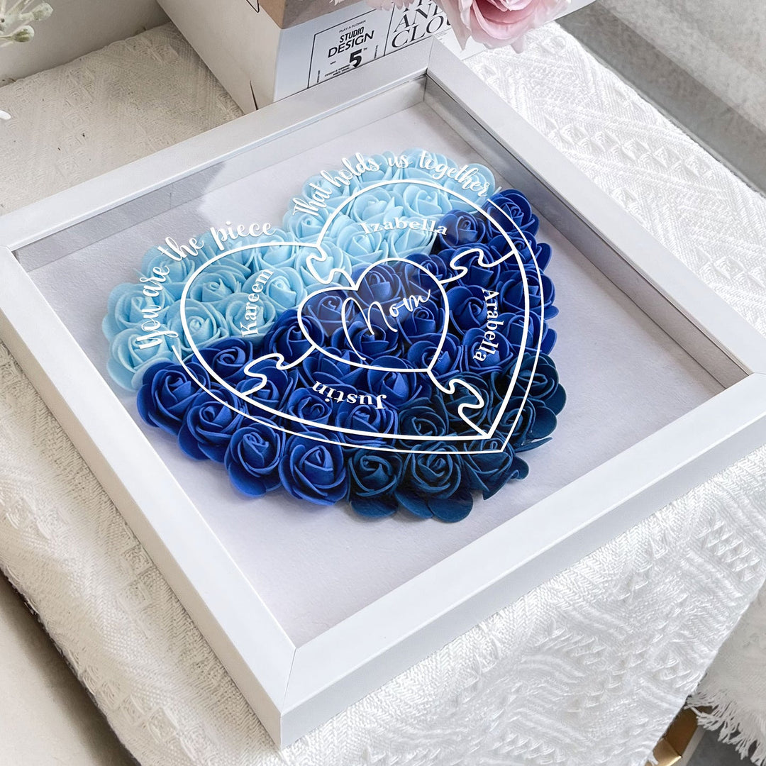 Cadre d'Ombre de Fleurs Personnalisé - Cadeau Unique pour Décoration Murale