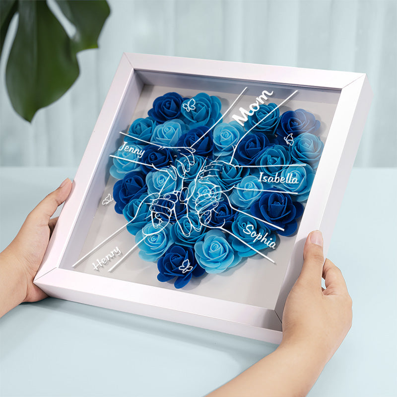 Toutes les familles heureuses se ressemblent - Boîte d'ombrage personnalisée avec fleurs