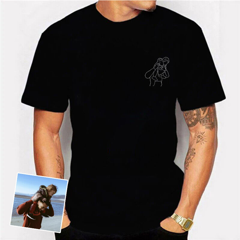 Sweat à capuche personnalisé imprimé pour père avec portrait en contour