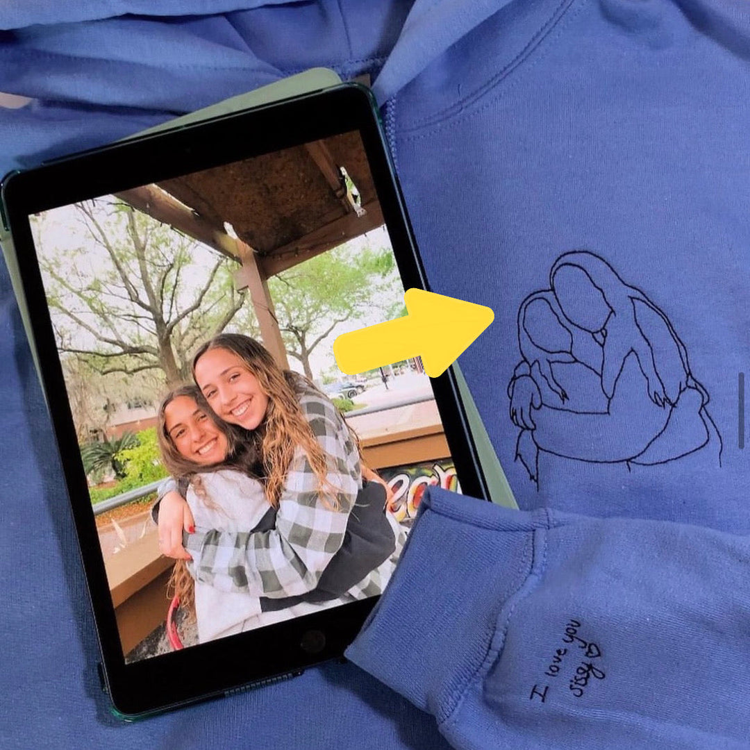 Cadeau de la fête des mères - Sweatshirt portrait photo brodé sur mesur