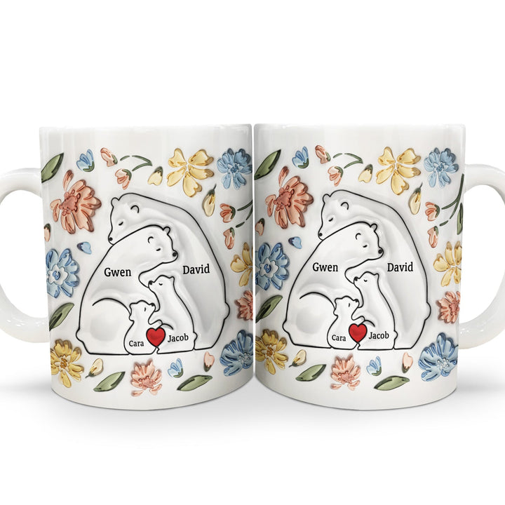 Famille d'ours personnalisée : Tasse Personnalisée 3D - Maman, Mamie - Cadeau Unique