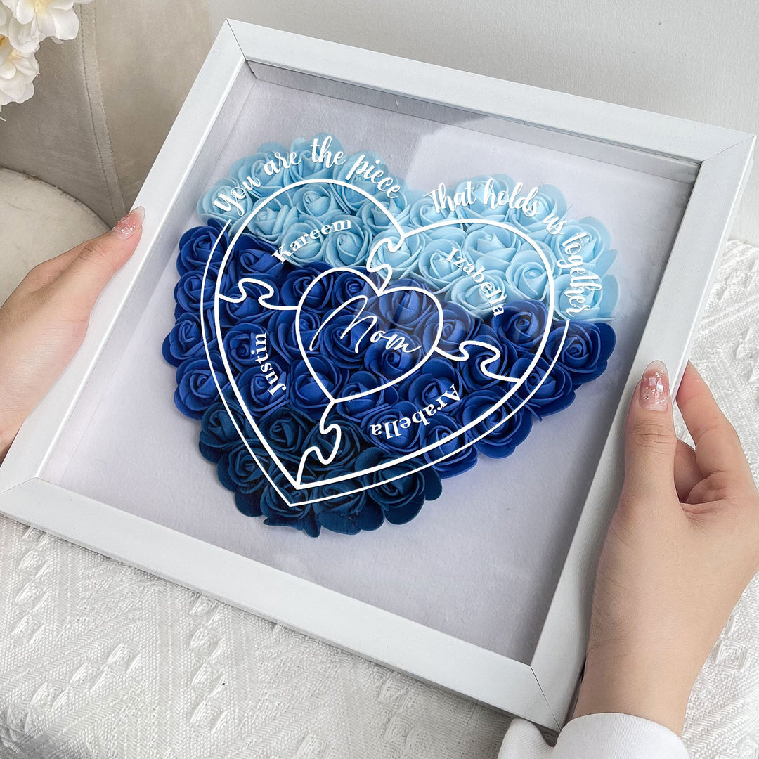 Cadre d'Ombre de Fleurs Personnalisé - Cadeau Unique pour Décoration Murale