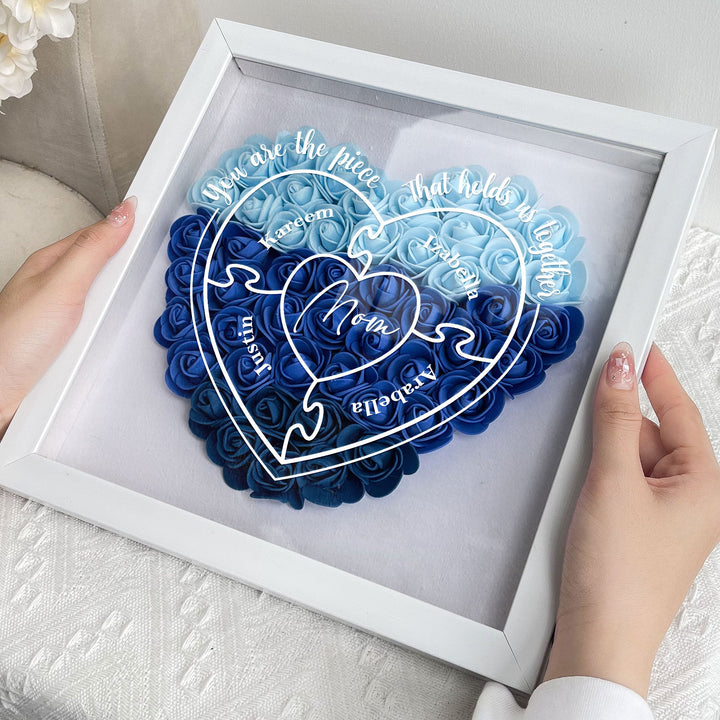 Cadre d'Ombre de Fleurs Personnalisé - Cadeau Unique pour Décoration Murale