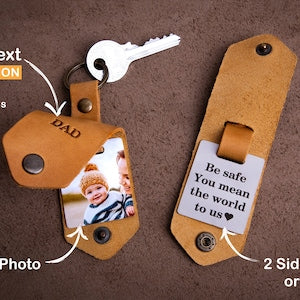 Porte-clés personnalisé pour mari avec photo - Cuir véritable