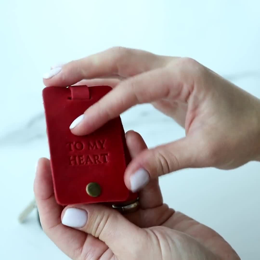 Porte-clé photo personnalisé en étui cuir avec initiales - Cadeau pour nouveau papa