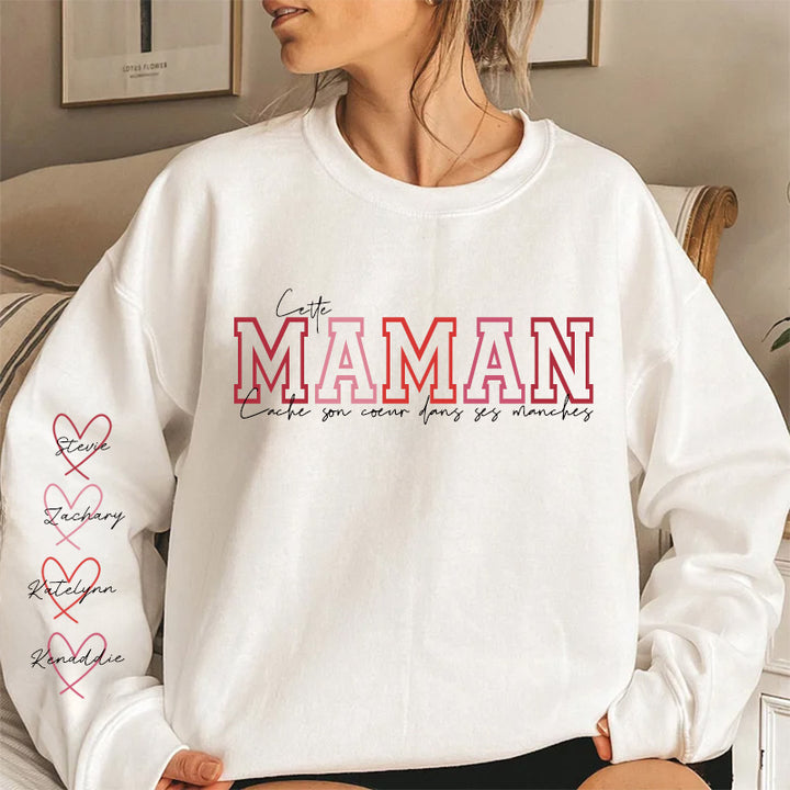 Sweat-shirt brodé - Cette maman porte son cœur sur sa manche