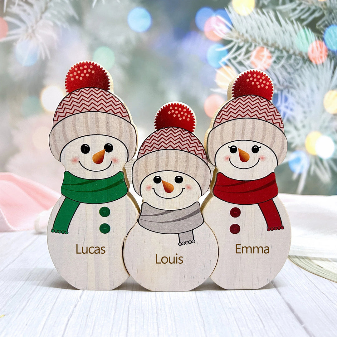 Puzzle de Noël personnalisé en bois, bonhomme de neige, cadeaux pour la famille