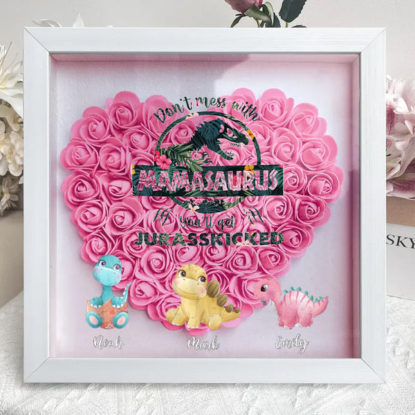 Ne plaisantez pas avec Mamasaurus, vous serez frappé par le Jurasskick - Boîte à fleurs personnalisée