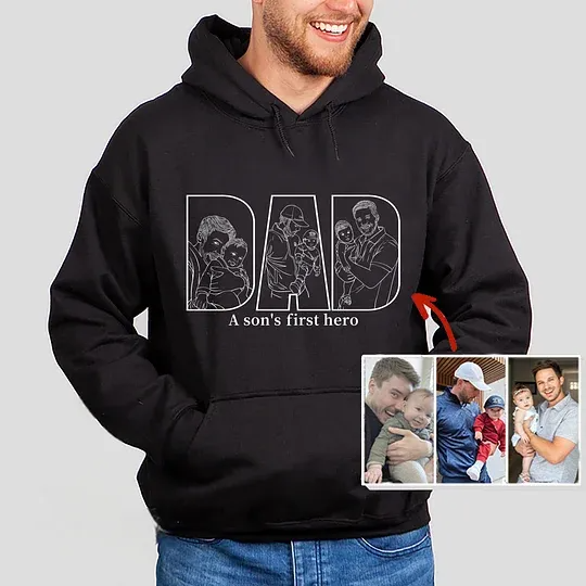 Cadeau personnalisé pour la fête des pères – Sweat-shirt avec silhouette imprimée pour papa, grand-père ou figure paternelle