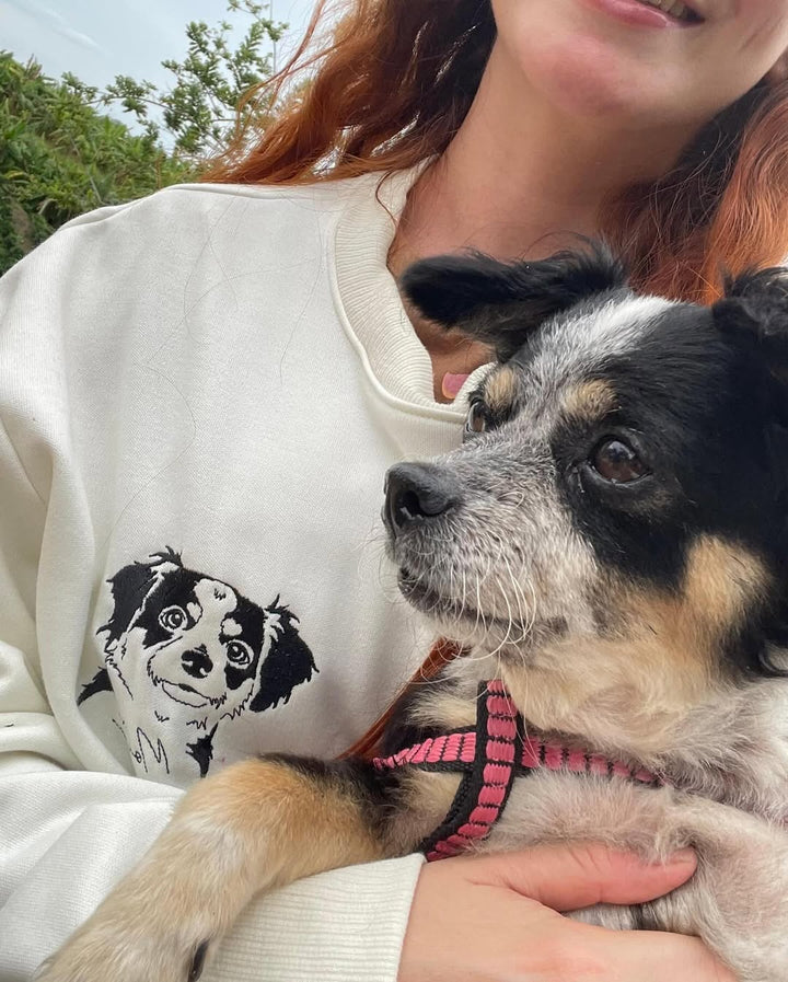 T-shirt brodé personnalisé avec visage d'animal de compagnie, sweat à capuche personnalisé brodé avec plusieurs animaux de compagnie