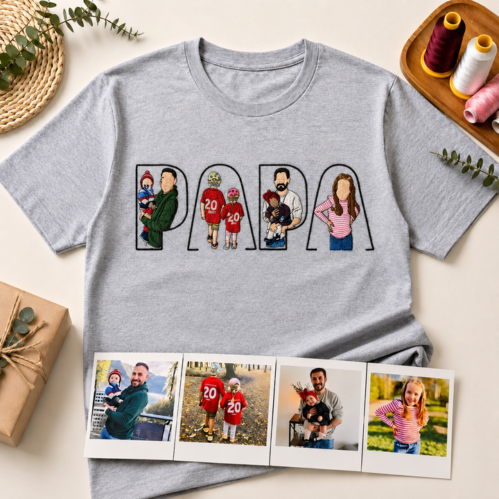 T-shirt, sweat-shirt ou hoodie personnalisé avec photo brodée — Cadeau pour la fête des pères