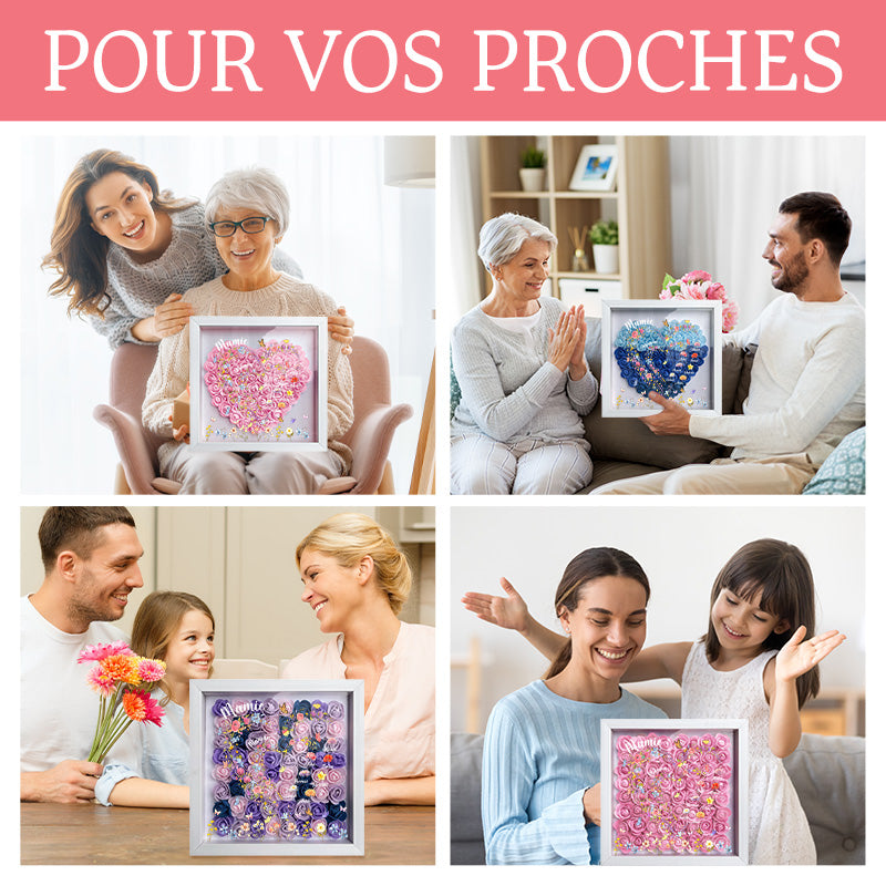 Boîte à ombres florale en forme de cœur-D'abord maman, maintenant grand-mère