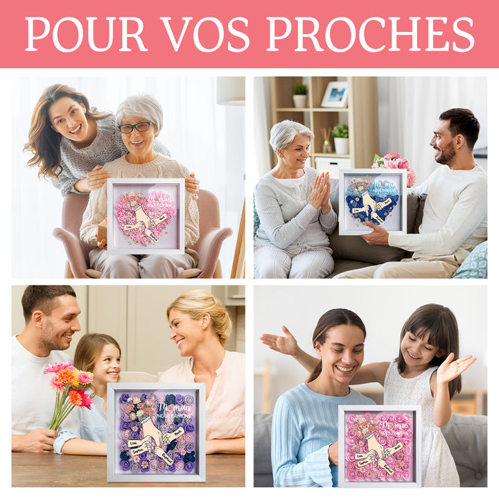 Boîte à fleurs cœur personnalisée avec les prénoms des enfants pour maman