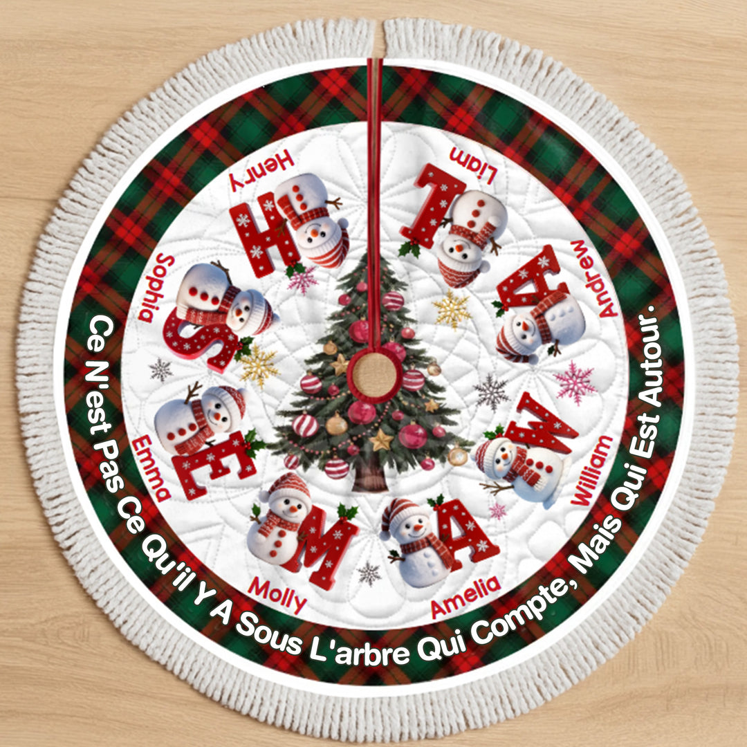 Jupe de sapin de Noël personnalisée avec bonhomme de neige - Cadeaux de Noël personnalisés
