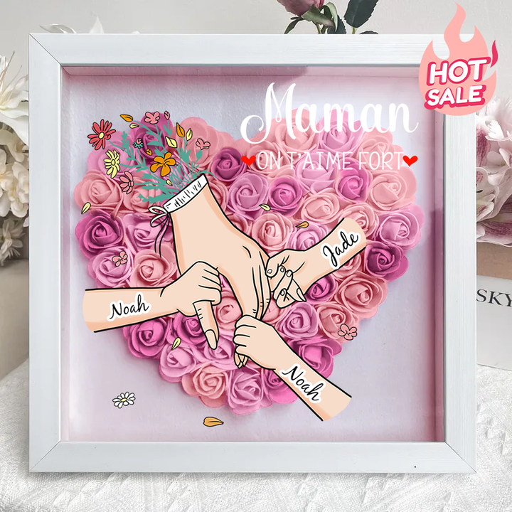 L'amour familial fleurit pour toujours – Boîte à fleurs personnalisée pour maman et grand-mère avec nom