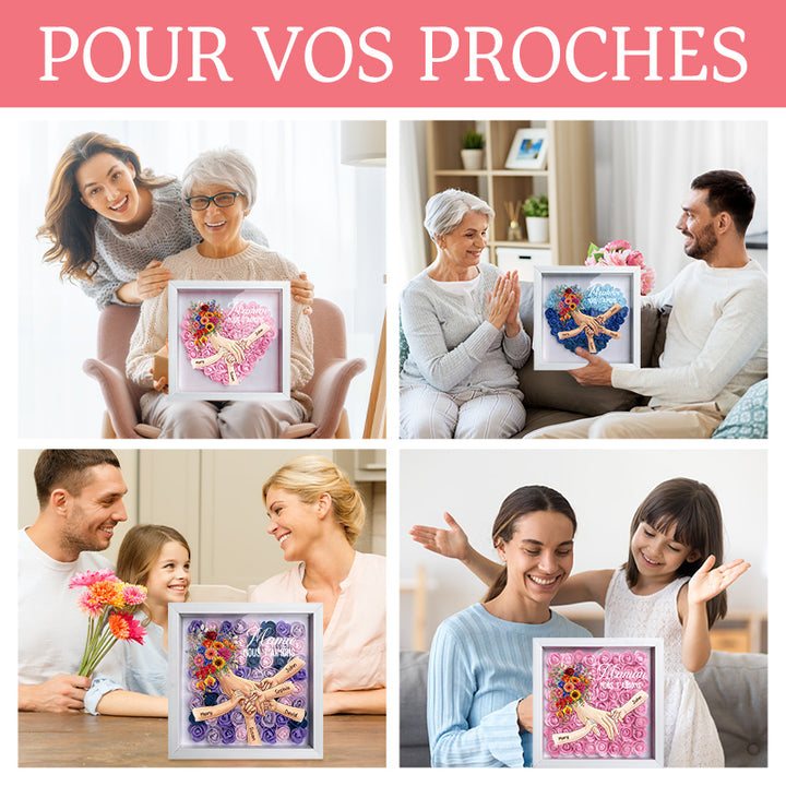 Cadre personnalisé “Maman main dans la main” avec prénoms – Cadeau émouvant pour la Fête des Mères