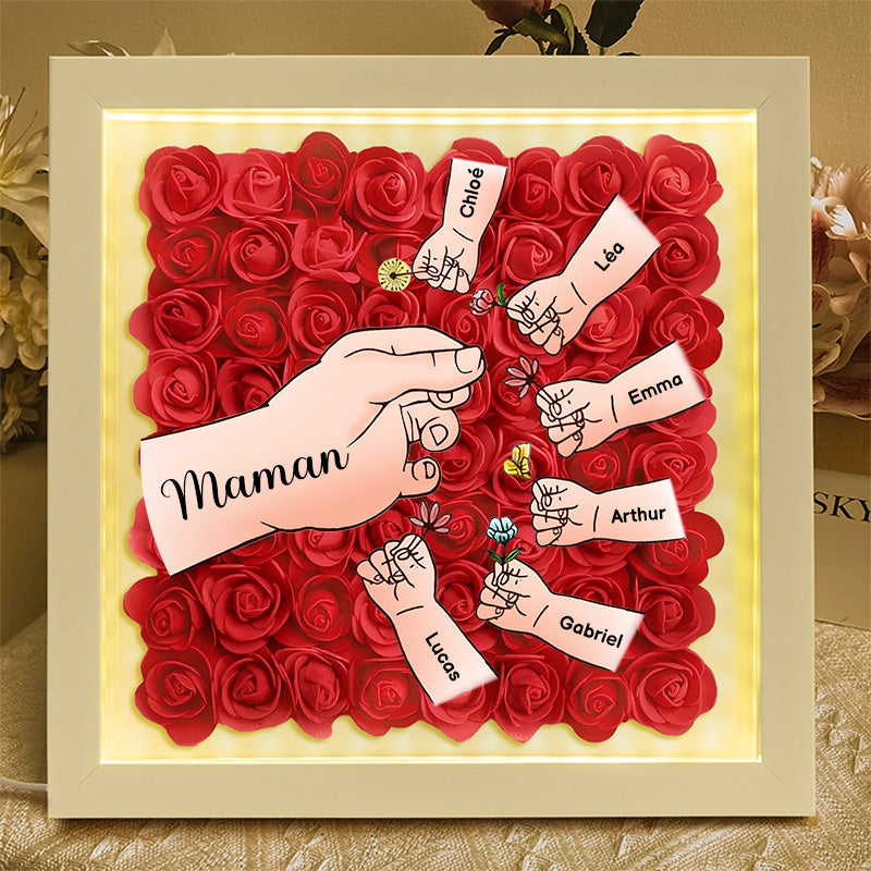 Cadeau Souvenir pour Maman – Boîtes à fleurs personnalisées avec 8 noms et motifs floraux