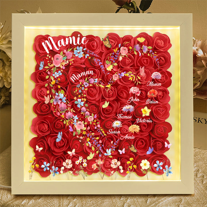 Boîte à ombres florale en forme de cœur-D'abord maman, maintenant grand-mère
