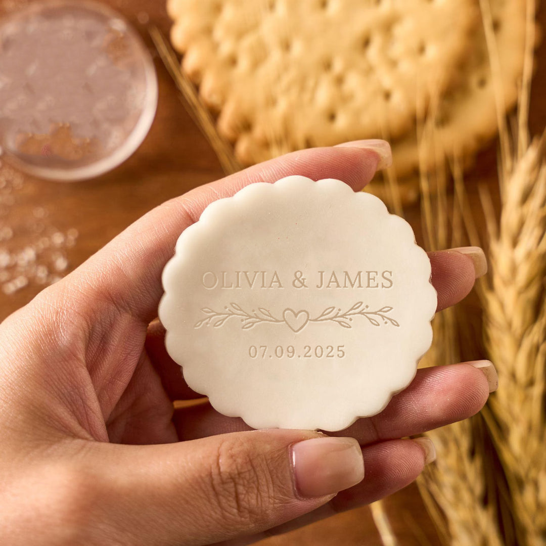 Tampon à biscuits acrylique de Noël personnalisé pour couple