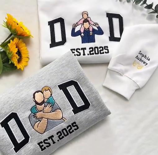 Sweat-shirt personnalisé brodé avec photo pour PAPA/PAPY/DAD