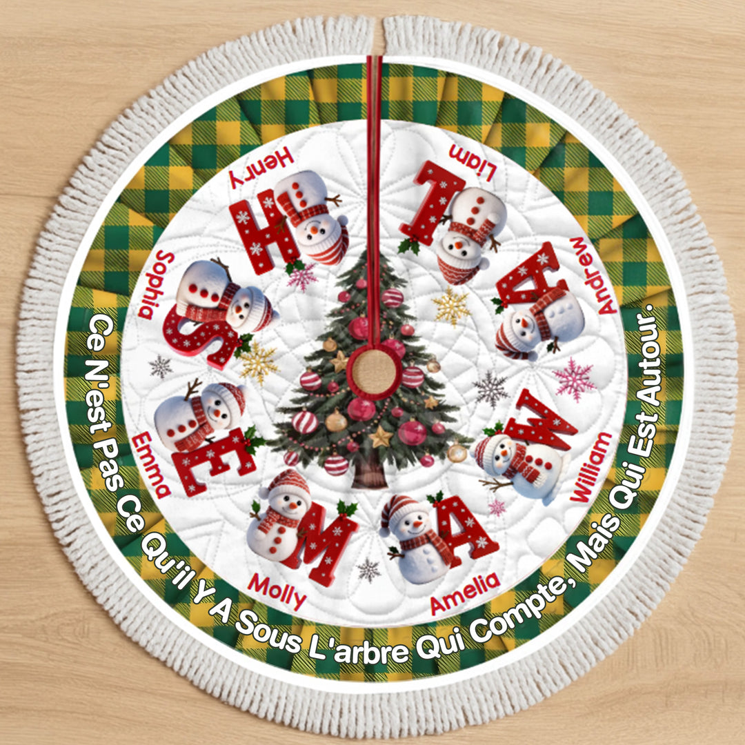 Jupe de sapin de Noël personnalisée avec bonhomme de neige - Cadeaux de Noël personnalisés