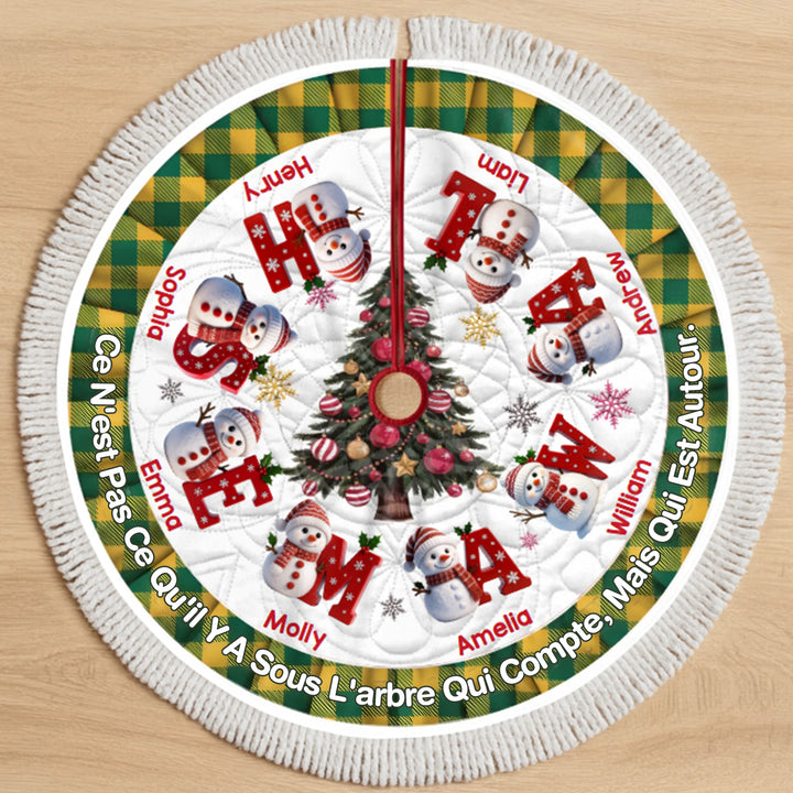 Jupe de sapin de Noël personnalisée avec bonhomme de neige - Cadeaux de Noël personnalisés