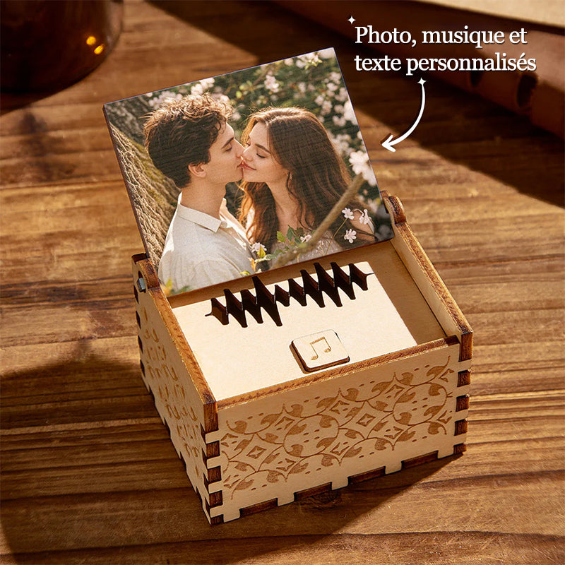 Boîte à Musique Numérique Personnalisée pour Couples – Boîte à Musique en Bois Gravée avec Texte & Mélodie au Choix 🎵✨