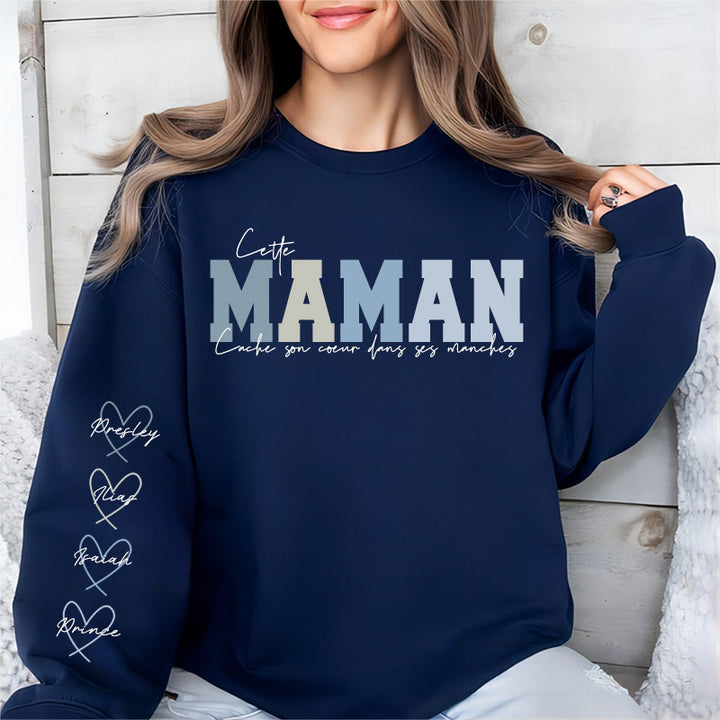 Sweat-shirt brodé - Cette maman porte son cœur sur sa manche
