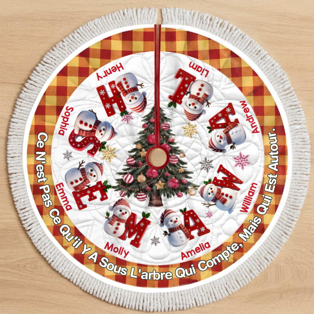 Jupe de sapin de Noël personnalisée avec bonhomme de neige - Cadeaux de Noël personnalisés