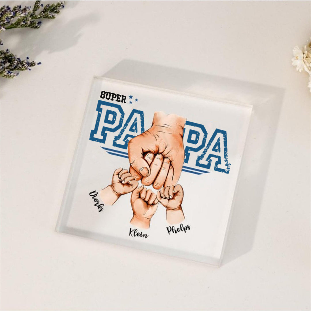 Cadeaux pour papa, prénoms personnalisés en acrylique pour papa et enfants