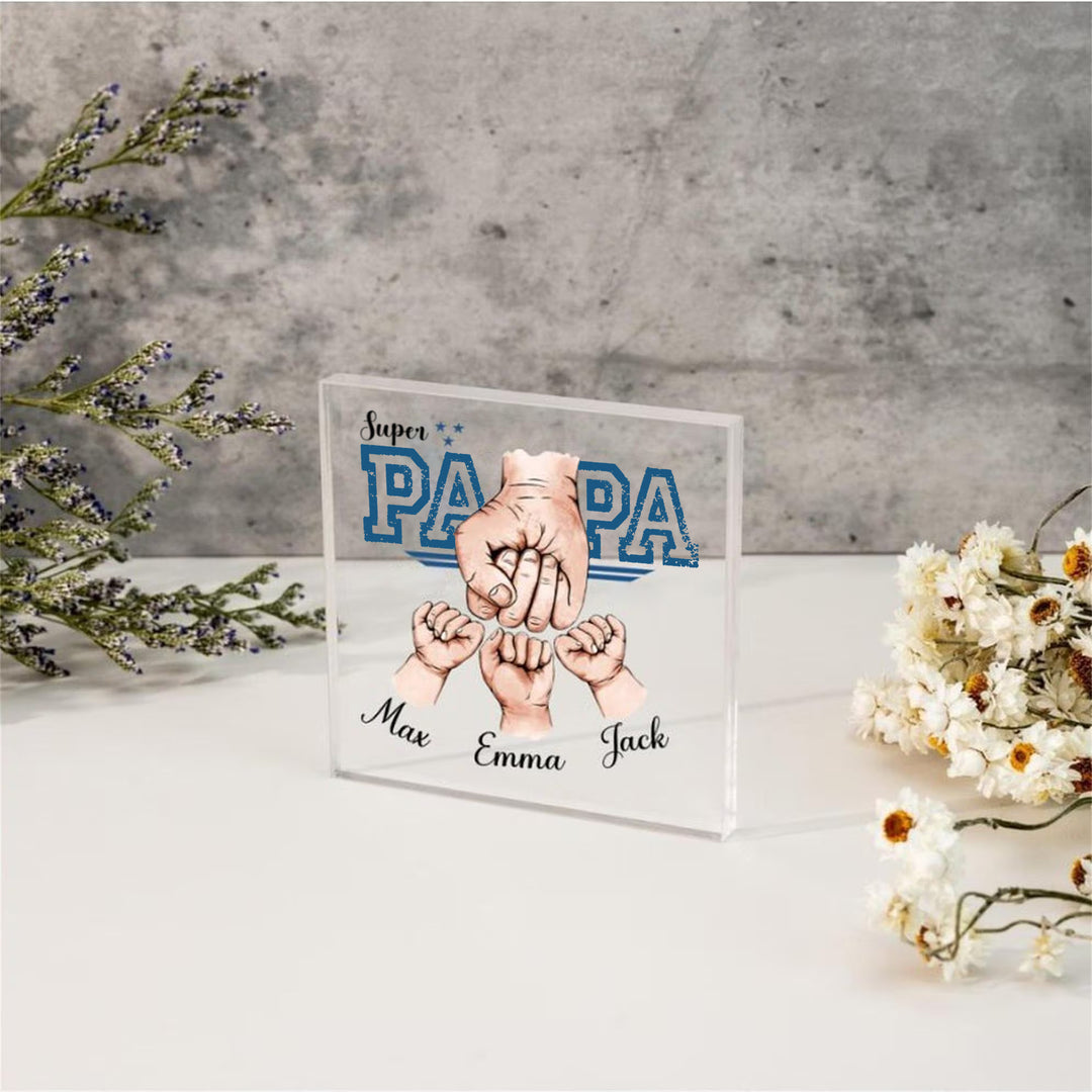 Cadeaux pour papa, prénoms personnalisés en acrylique pour papa et enfants