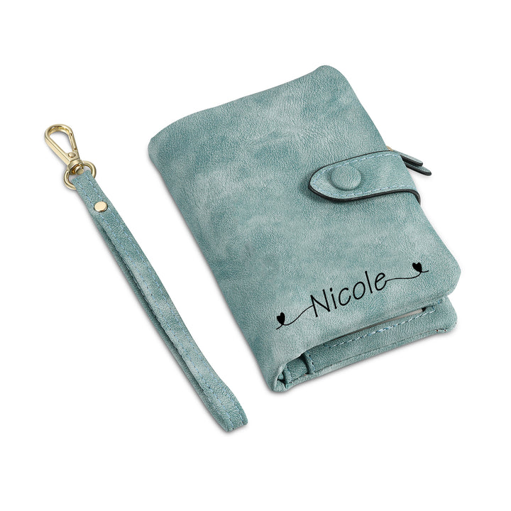 Portefeuille Fleur de naissance 1 Prénom et Photo Personnalisés avec Date Porte-Monnaie Carte pour Femmes