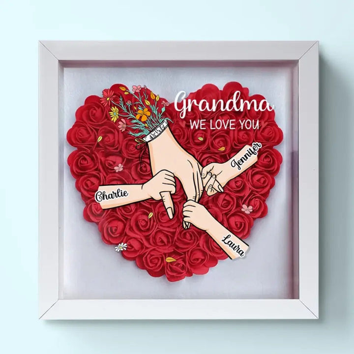 L'amour familial fleurit pour toujours – Boîte à fleurs personnalisée pour maman et grand-mère avec nom