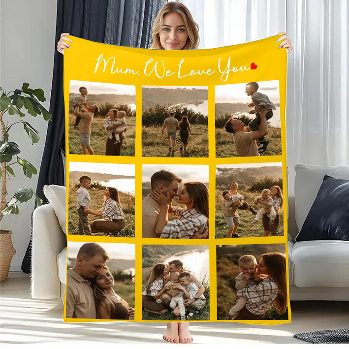 Couverture Polaire Couvertures personnalisées pour la fête des mères avec 9 photos
