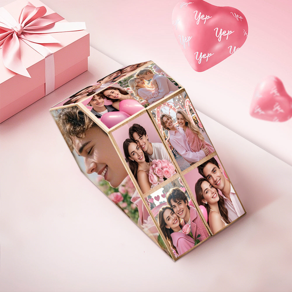 Cube Rubik personnalisé avec photo, cube photo infini et dessin animé, cube photo pliable pour couple, cadeau idéal pour Noël