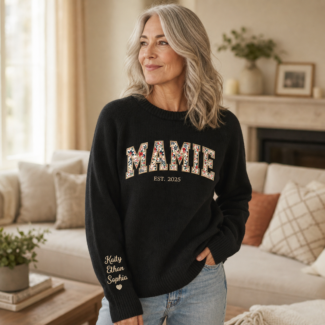 Pull MAMAN en Maille Personnalisé, Cadeau pour Maman et Toute la Famille