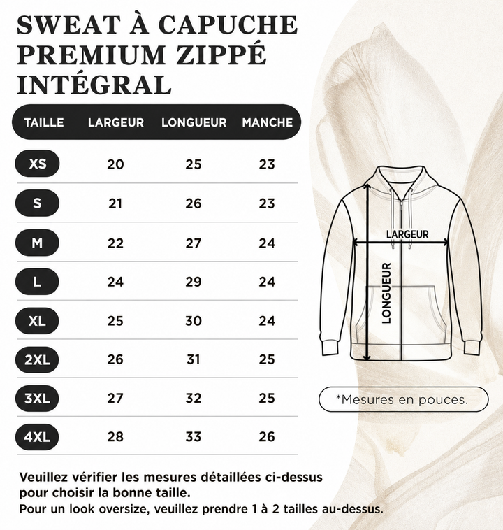 Sweat à Capuche Zippé Personnalisé Couple, Initiales et Date en Chiffres Romains Brodées