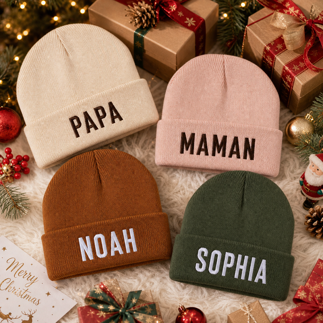 Bonnet Personnalisé Assorti pour Toute la Famille, Bébé, Enfant et Adulte
