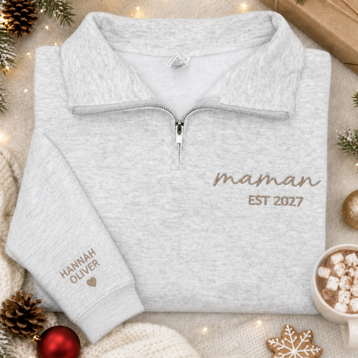 Sweat-shirt à quart de zip personnalisés pour maman et papa, cadeaux pour maman et papa