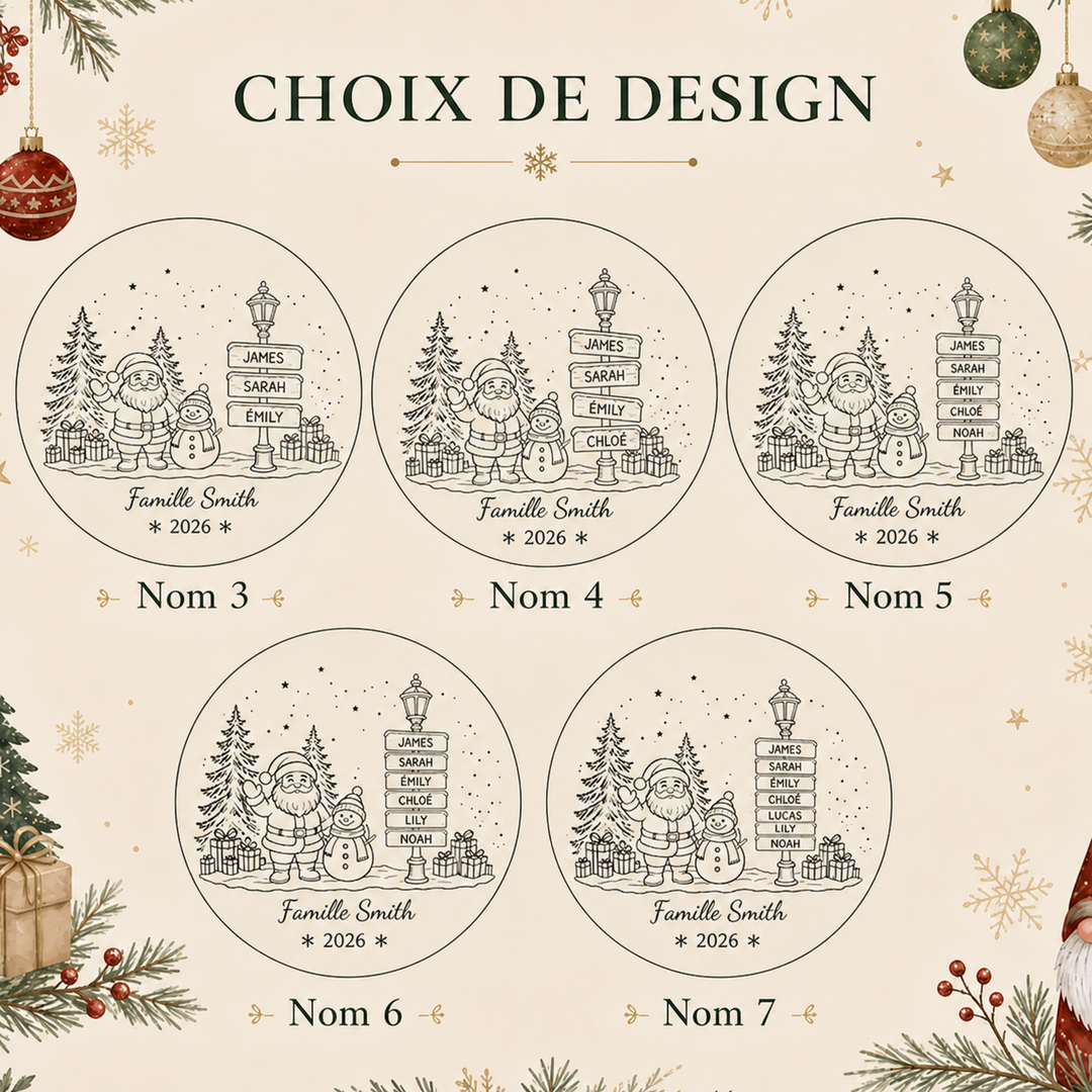 Veilleuse boule de cristal de Noël personnalisée avec les prénoms de la famille – Cadeau de Noël