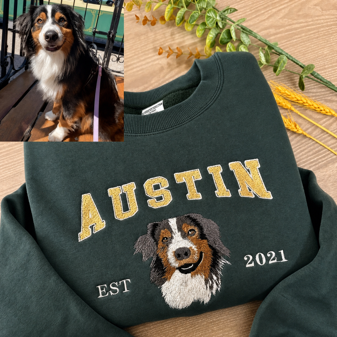 Sweat-shirt brodé personnalisé avec le visage et le nom de votre animal de compagnie, cadeau souvenir pour les amoureux des animaux