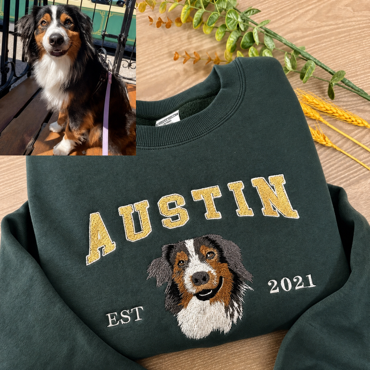 Sweat-shirt brodé personnalisé avec le visage et le nom de votre animal de compagnie, cadeau souvenir pour les amoureux des animaux