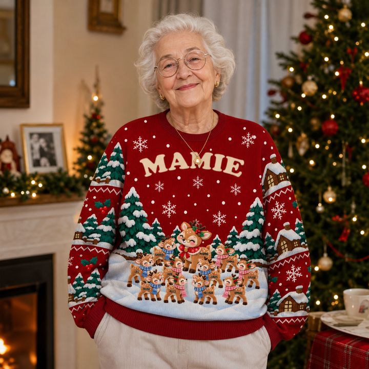 Sweat-shirt de Noël personnalisé imprimé - Mamie Renne