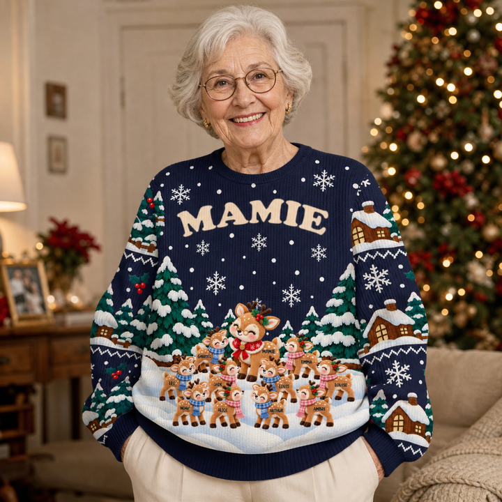Sweat-shirt de Noël personnalisé imprimé - Mamie Renne