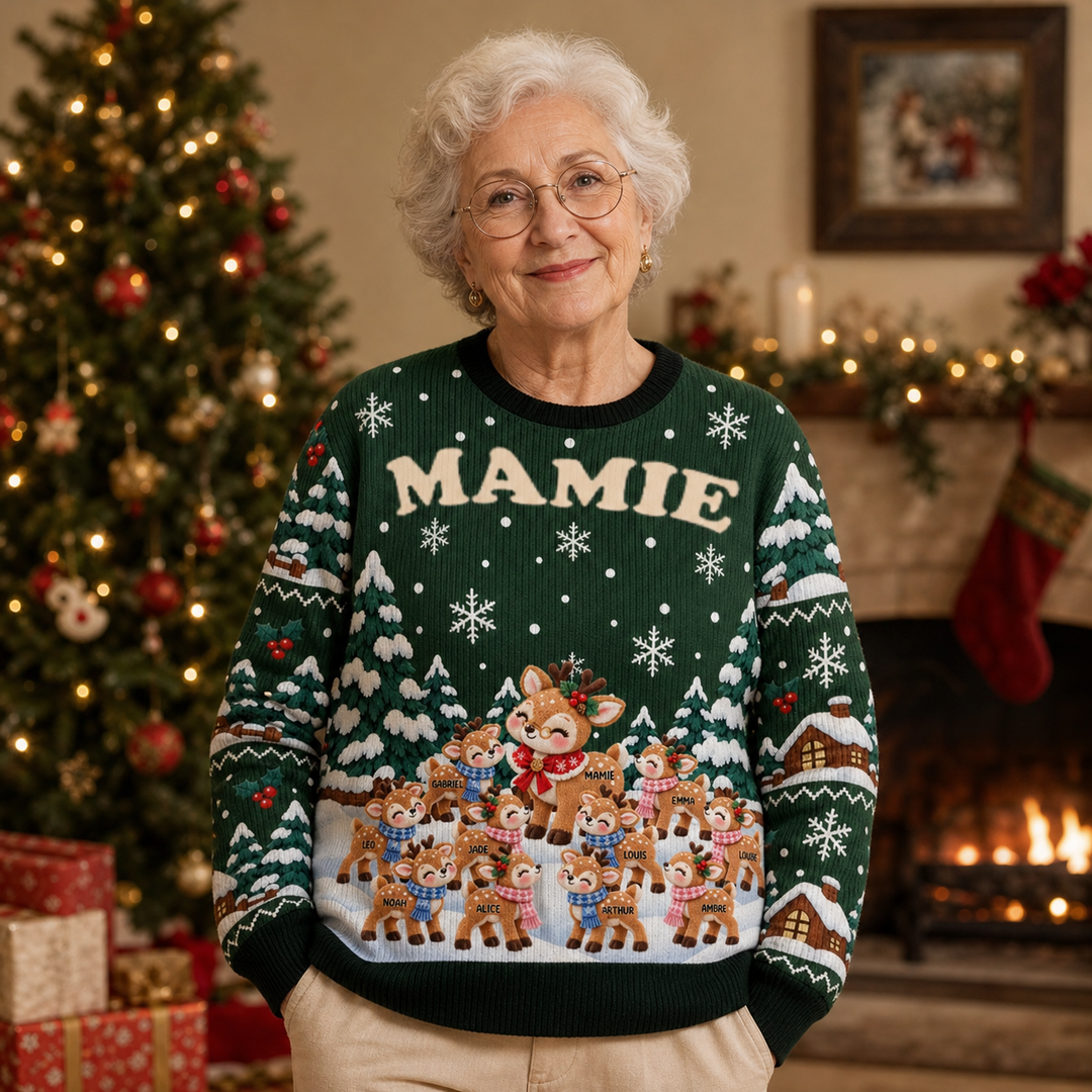 Sweat-shirt de Noël personnalisé imprimé - Mamie Renne