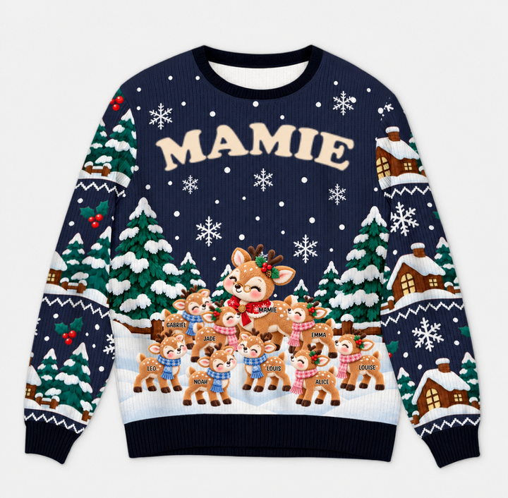 Sweat-shirt de Noël personnalisé imprimé - Mamie Renne