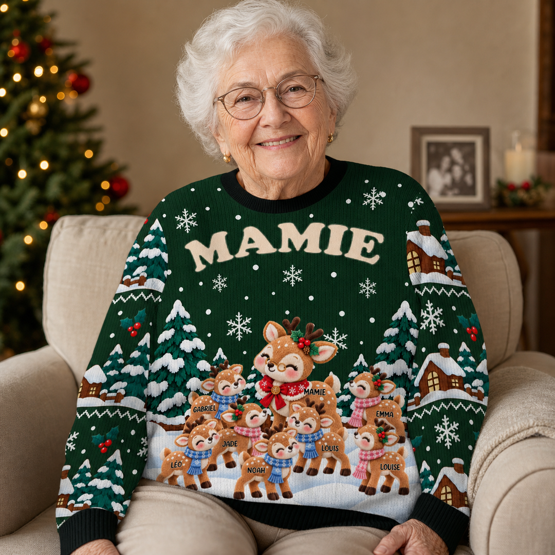 Sweat-shirt de Noël personnalisé imprimé - Mamie Renne