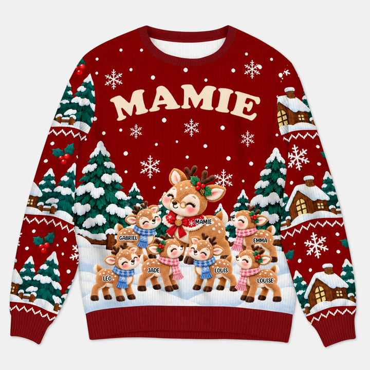 Sweat-shirt de Noël personnalisé imprimé - Mamie Renne